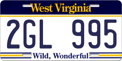 WV license plate 2GL995