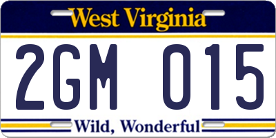 WV license plate 2GM015