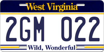 WV license plate 2GM022