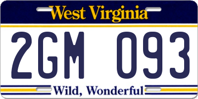 WV license plate 2GM093