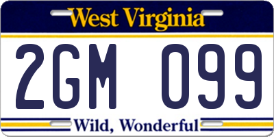 WV license plate 2GM099
