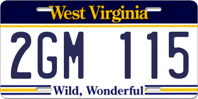 WV license plate 2GM115