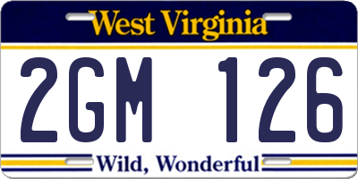 WV license plate 2GM126