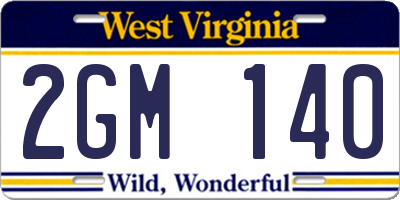 WV license plate 2GM140