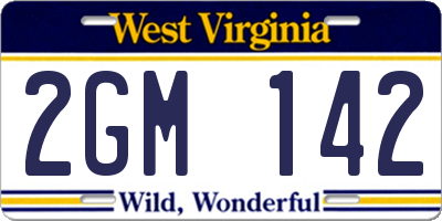 WV license plate 2GM142