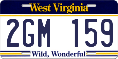 WV license plate 2GM159