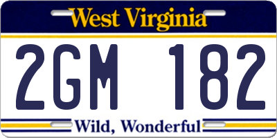 WV license plate 2GM182