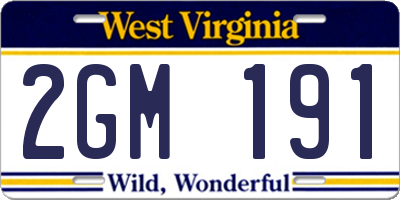WV license plate 2GM191