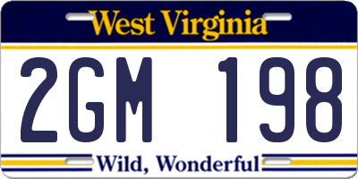 WV license plate 2GM198