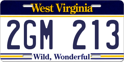 WV license plate 2GM213