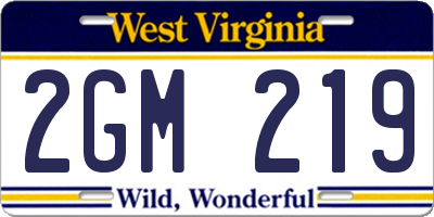 WV license plate 2GM219