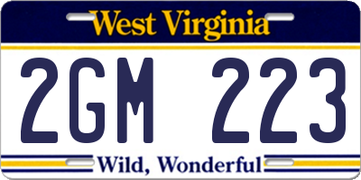 WV license plate 2GM223