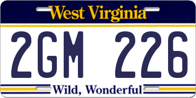 WV license plate 2GM226