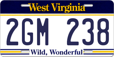 WV license plate 2GM238