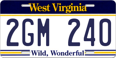 WV license plate 2GM240