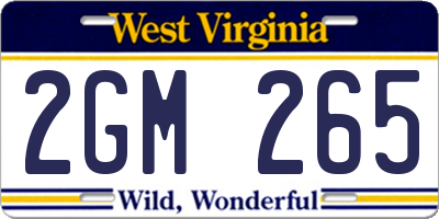 WV license plate 2GM265