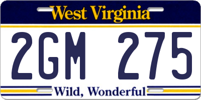 WV license plate 2GM275