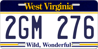 WV license plate 2GM276