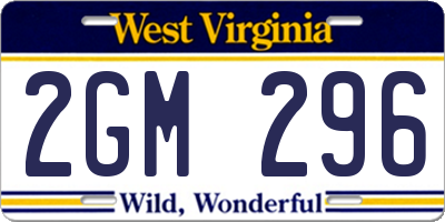 WV license plate 2GM296