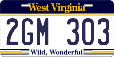 WV license plate 2GM303