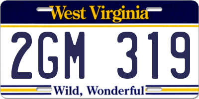 WV license plate 2GM319