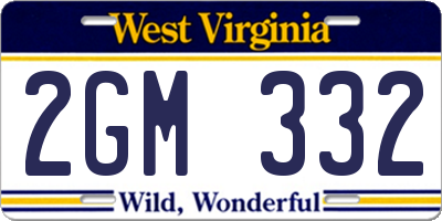WV license plate 2GM332