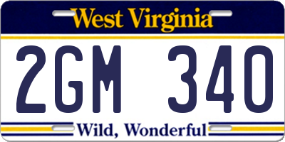 WV license plate 2GM340