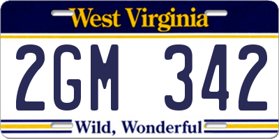 WV license plate 2GM342