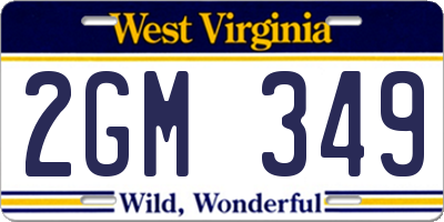 WV license plate 2GM349