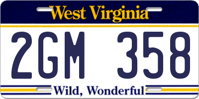 WV license plate 2GM358