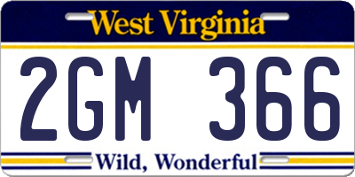 WV license plate 2GM366