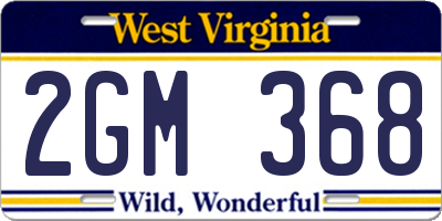 WV license plate 2GM368