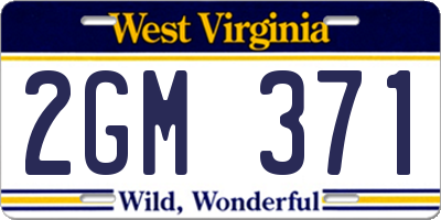 WV license plate 2GM371