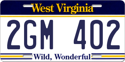WV license plate 2GM402