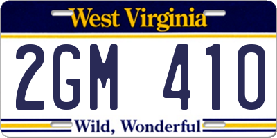 WV license plate 2GM410