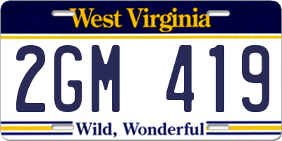 WV license plate 2GM419