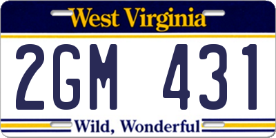 WV license plate 2GM431