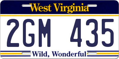WV license plate 2GM435