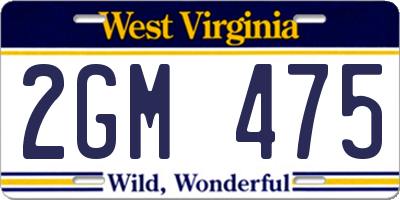 WV license plate 2GM475