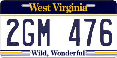 WV license plate 2GM476