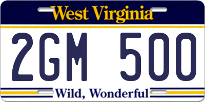 WV license plate 2GM500
