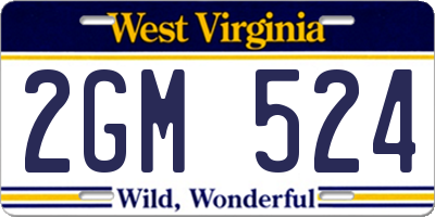 WV license plate 2GM524