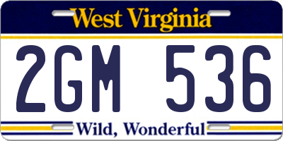 WV license plate 2GM536