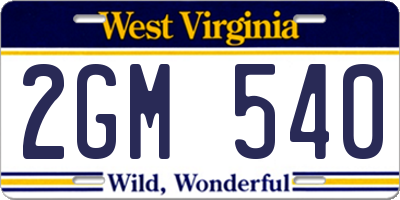 WV license plate 2GM540