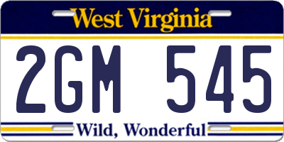 WV license plate 2GM545