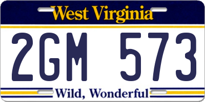 WV license plate 2GM573