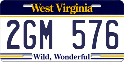 WV license plate 2GM576