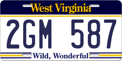 WV license plate 2GM587