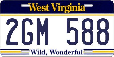 WV license plate 2GM588