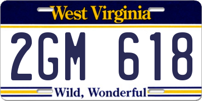 WV license plate 2GM618